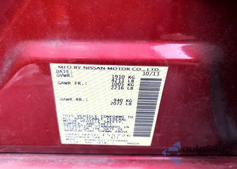 2014 Nissan Altima 2.5 z USA, uszkodzony, nr VIN 1N4AL3AP1EC155726